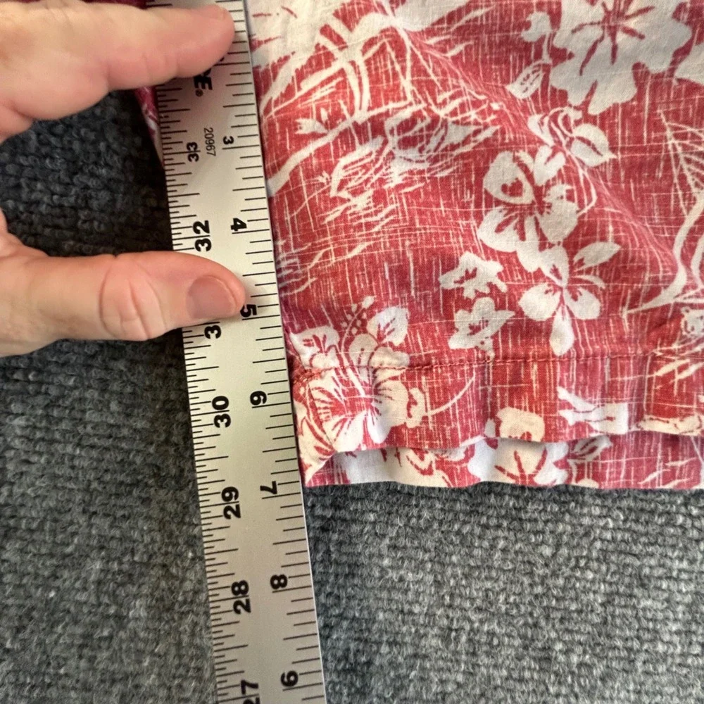 Izod Saltwater Mens 36 Red Tropical Floral Sailboat Print Shorts 7 Inch Inseam
